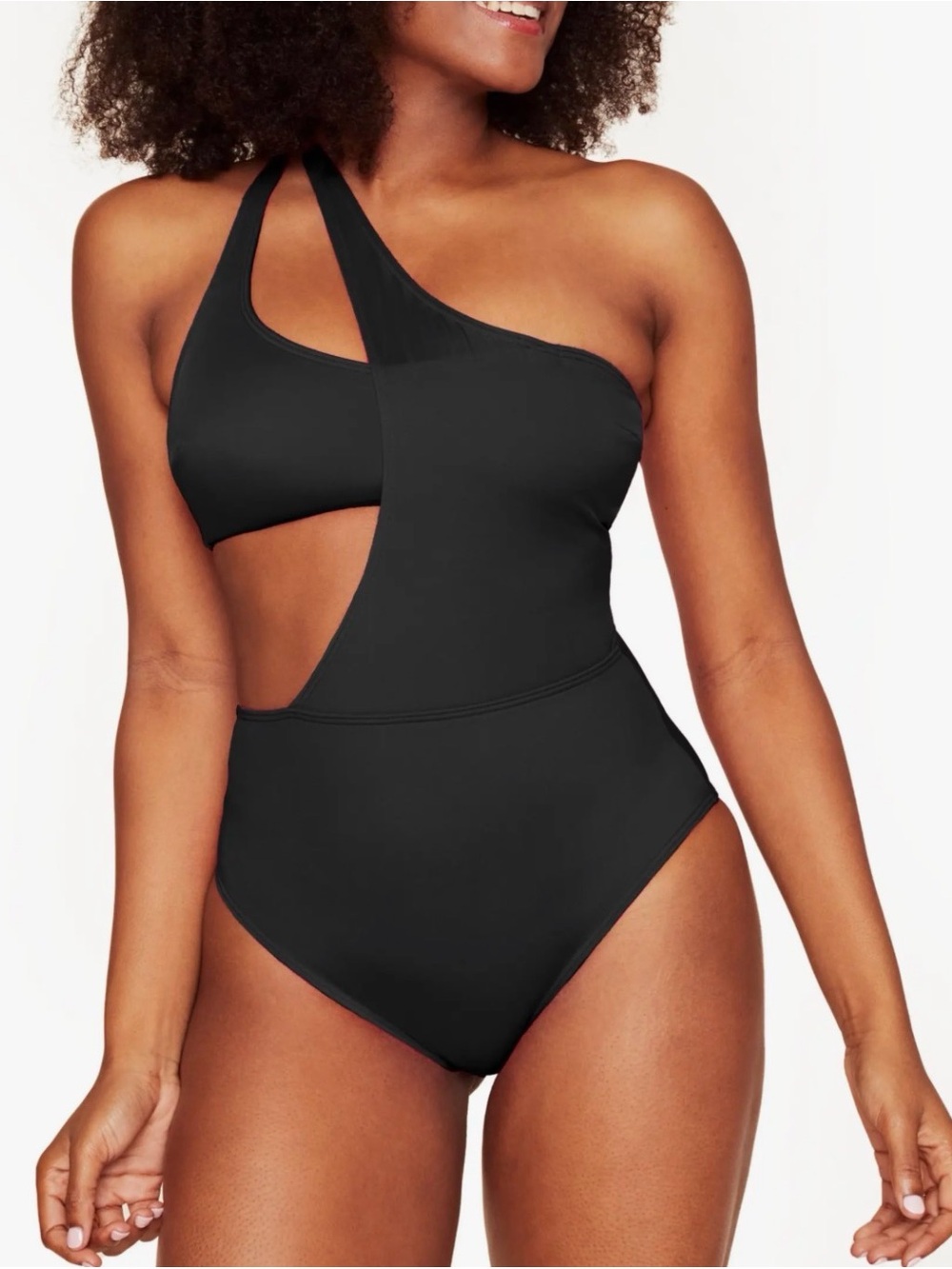 NWT Adore Me Alaine 1pcs Swimsuit Keyhole Front Cutout Side Padded Black Size XL